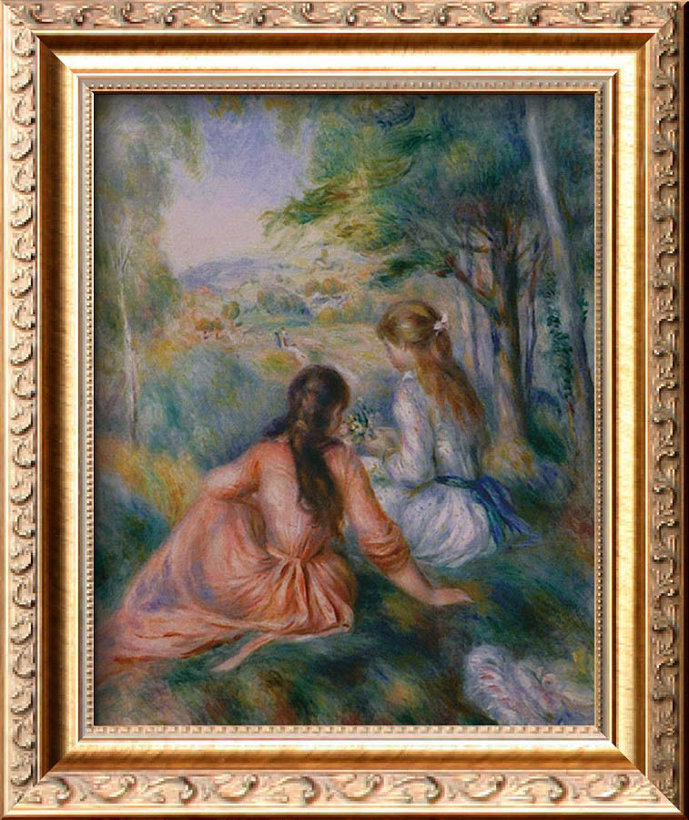 In the Meadow - Pierre-Auguste Renoir painting on canvas